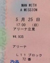 チケットの表記 オールスタンディング