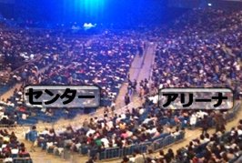 センターとアリーナ前列の高さ
